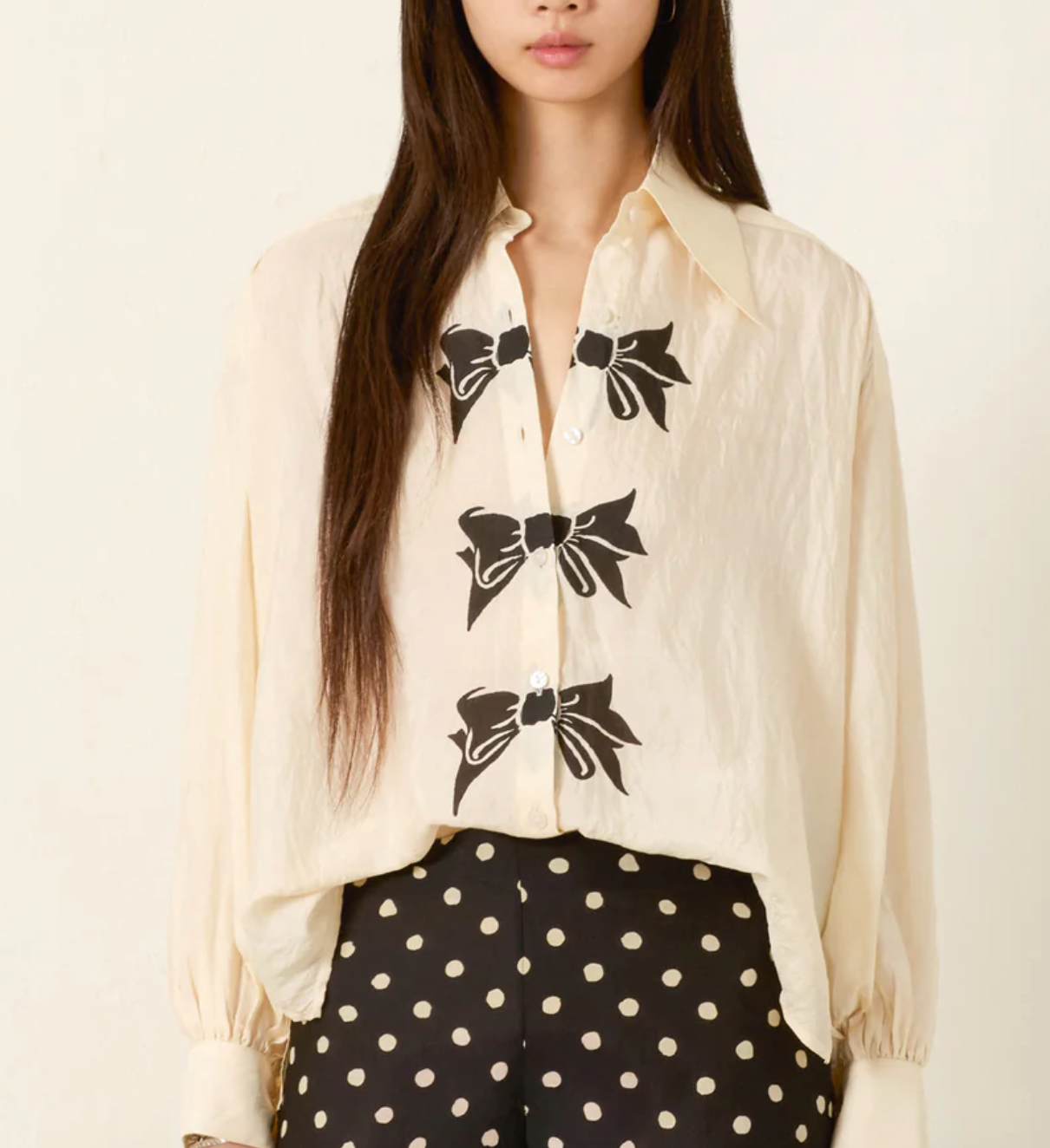emery black tie silk shirt