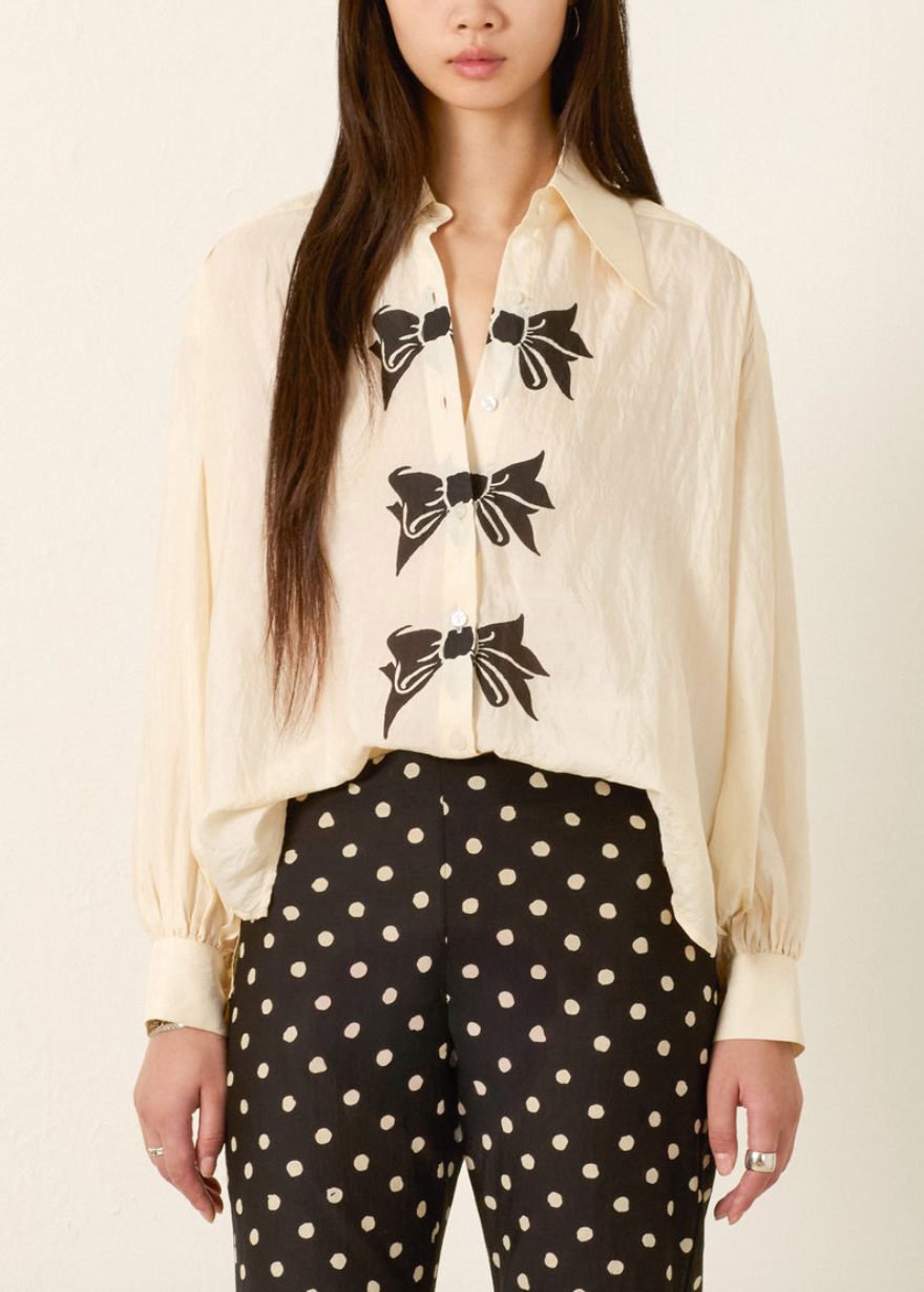 emery black tie silk shirt