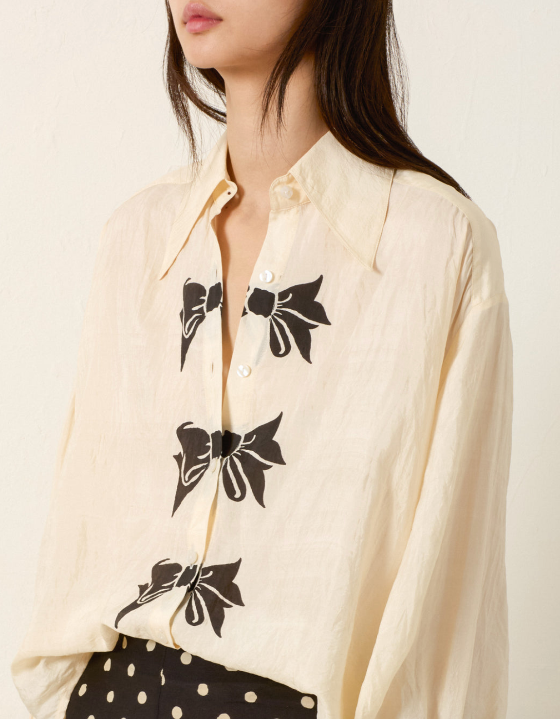 emery black tie silk shirt