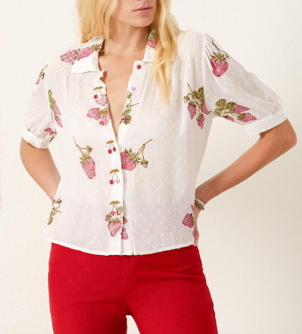 Peyton strawberry dot shirt