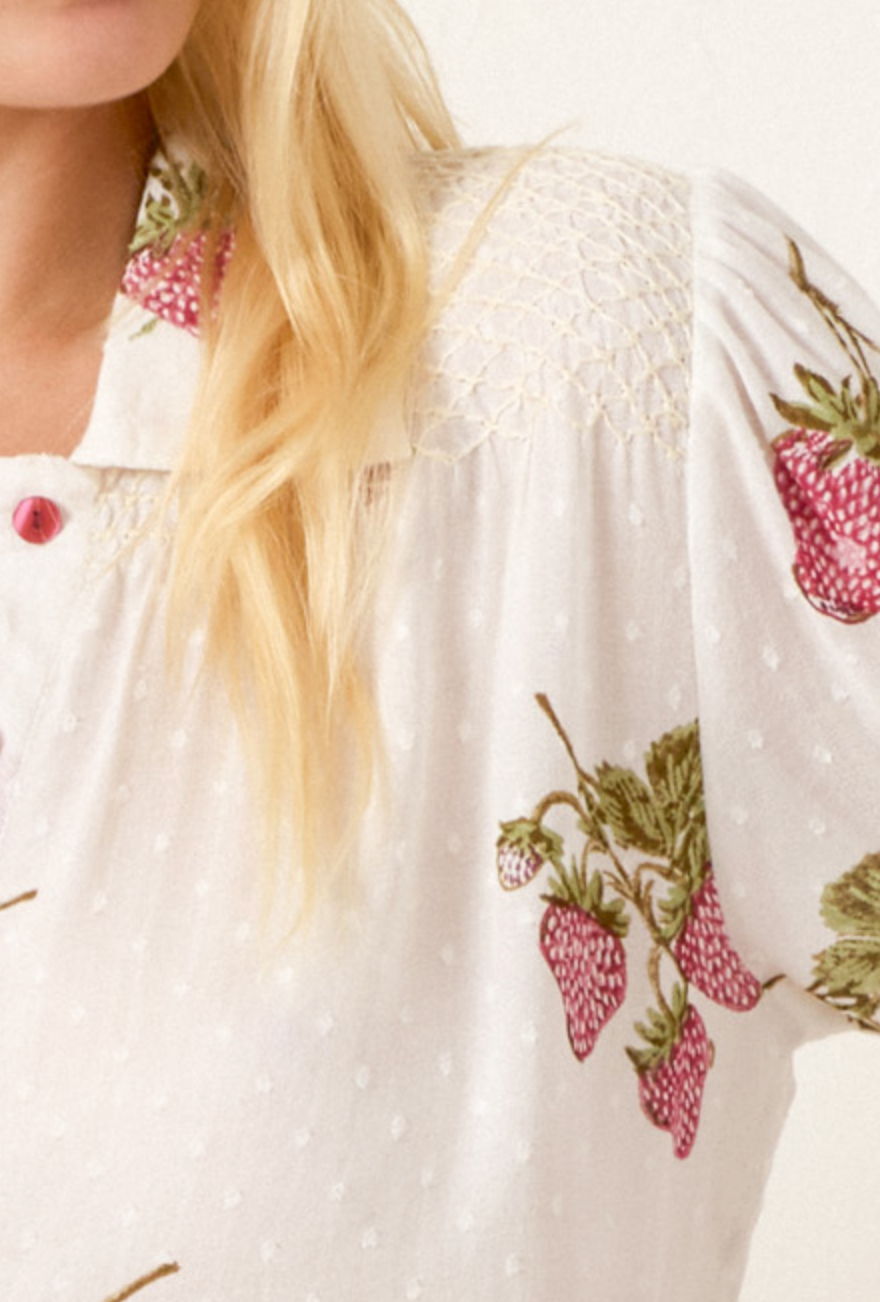 Peyton strawberry dot shirt