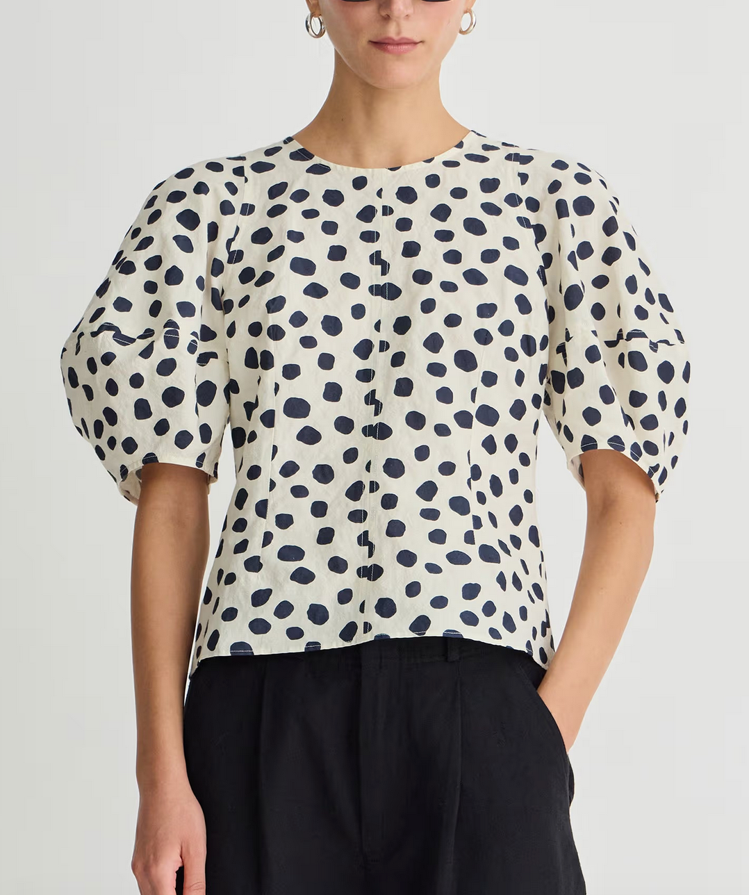 Lino top yayoi cream and navy