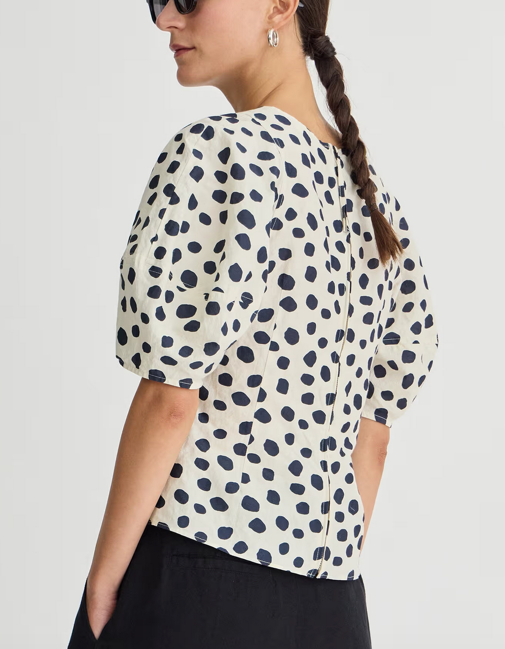 Lino top yayoi cream and navy
