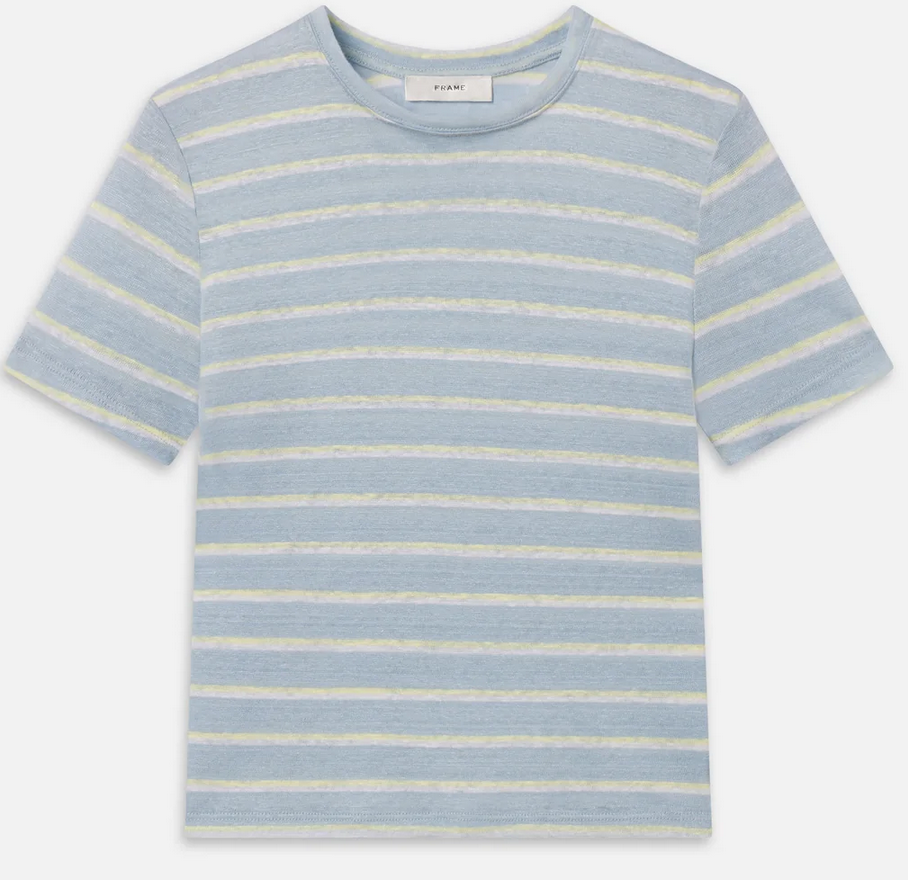 Linen Baby Tee Chambray Blue Multi