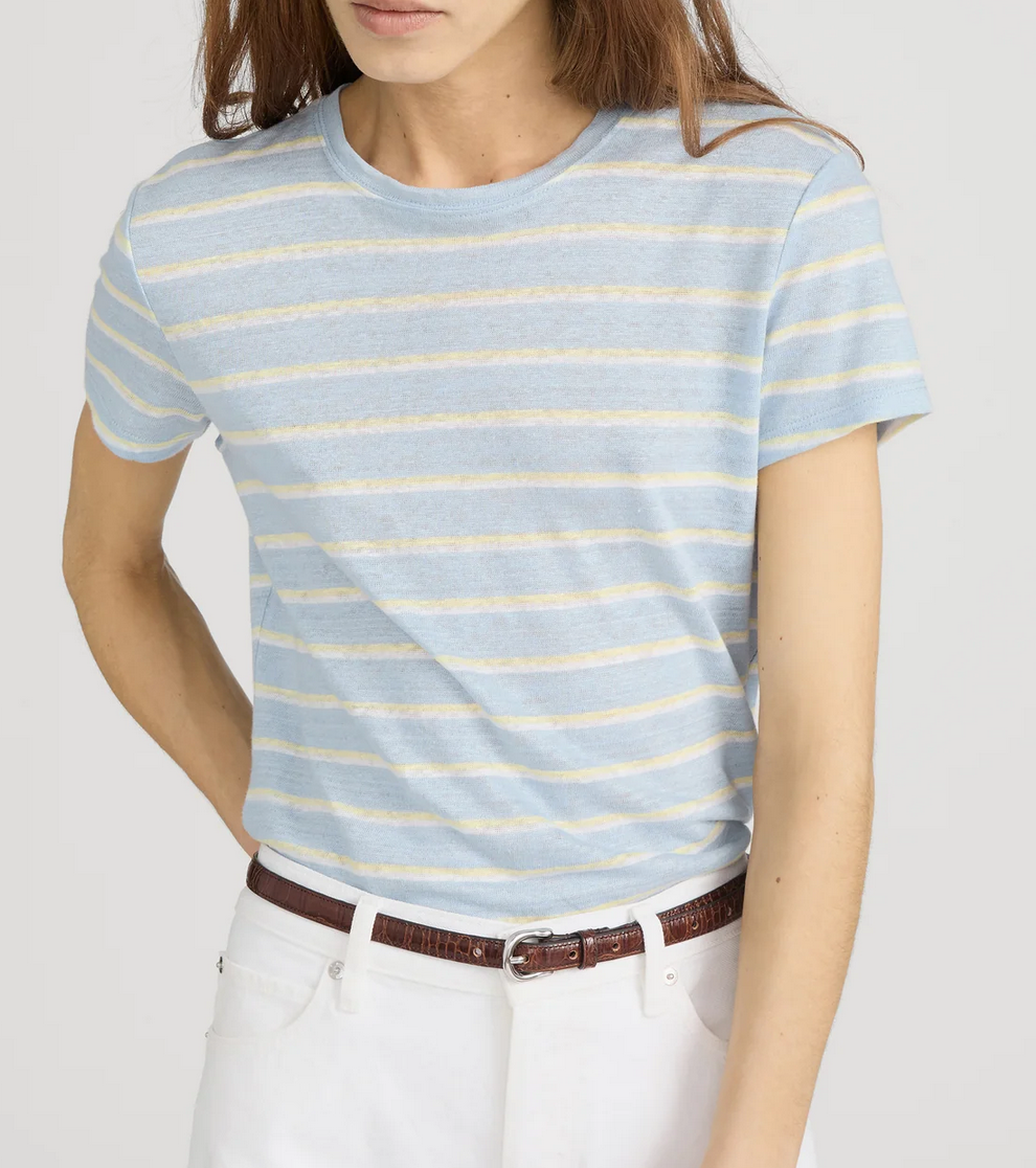 Linen Baby Tee Chambray Blue Multi