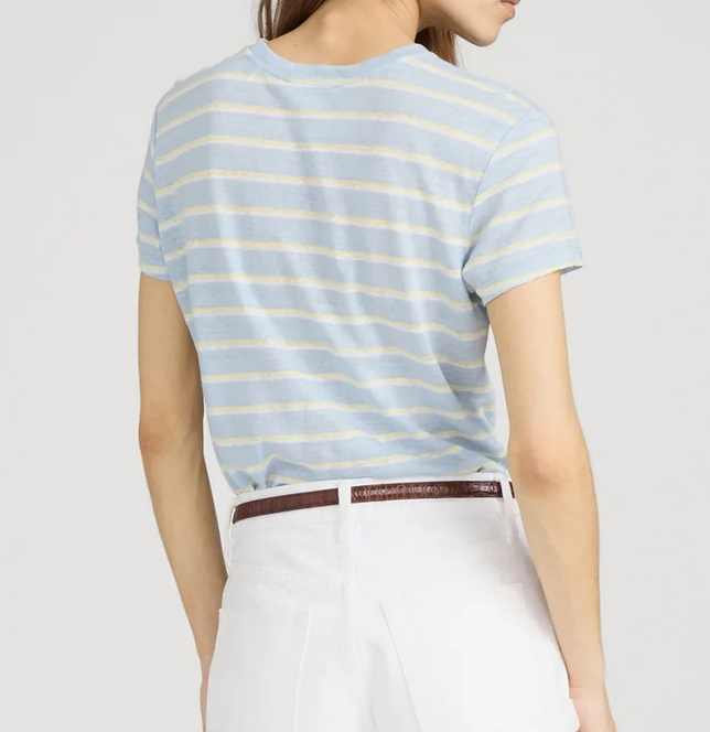 Linen Baby Tee Chambray Blue Multi