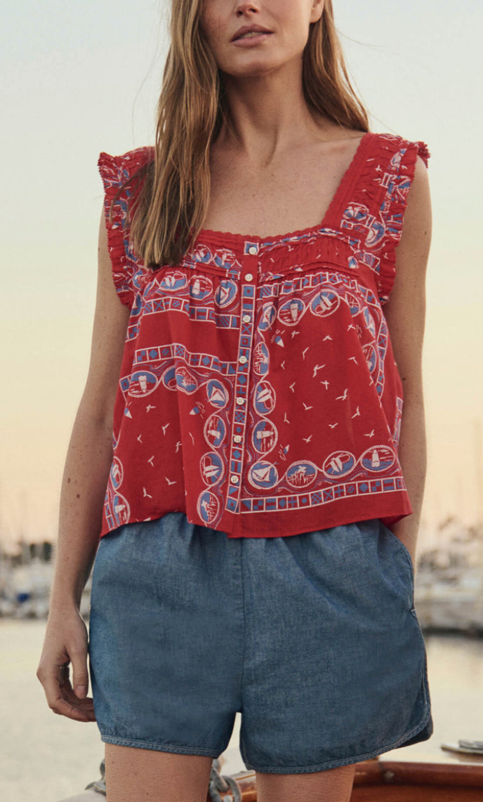 Victorian Pleat Tank red