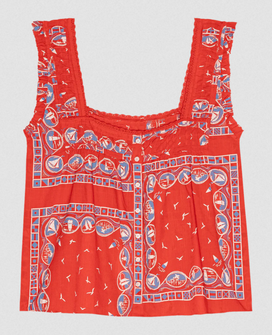 Victorian Pleat Tank red