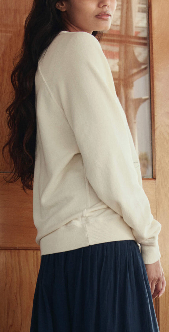 College sweatshirt with sailing boat applique white