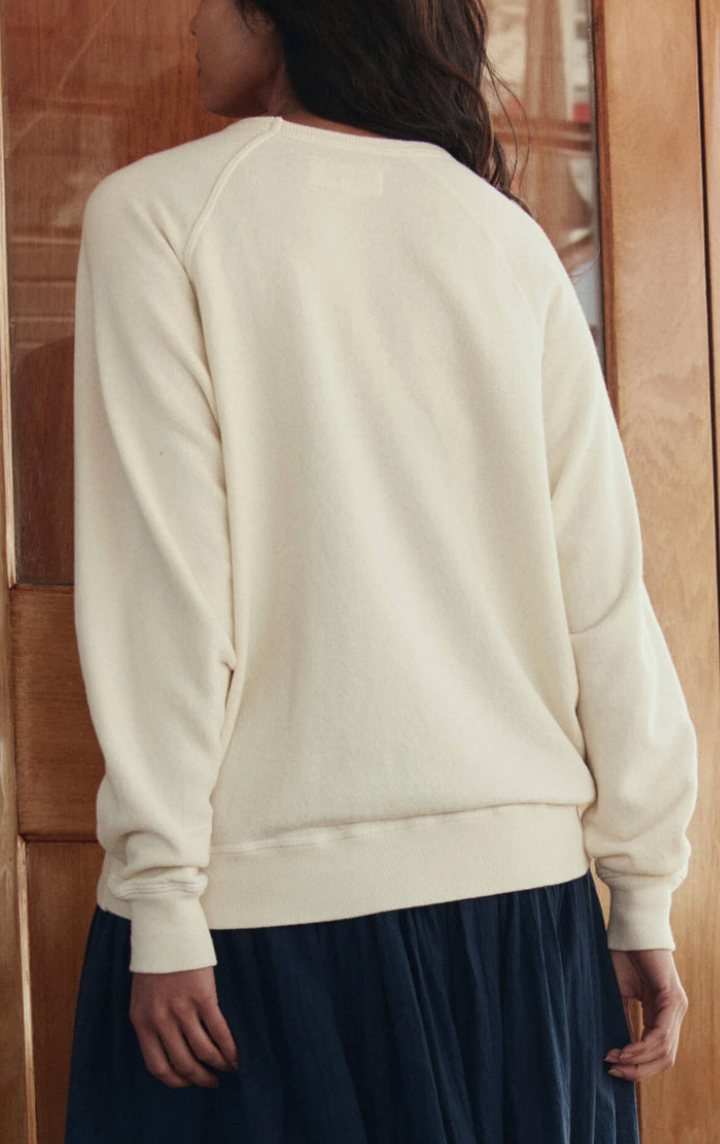 College sweatshirt with sailing boat applique white