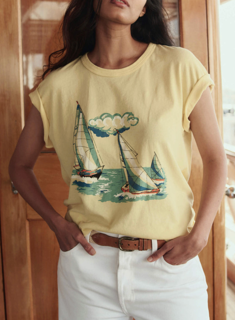 Boxy crew w/ sailing boats graphic sunbeam