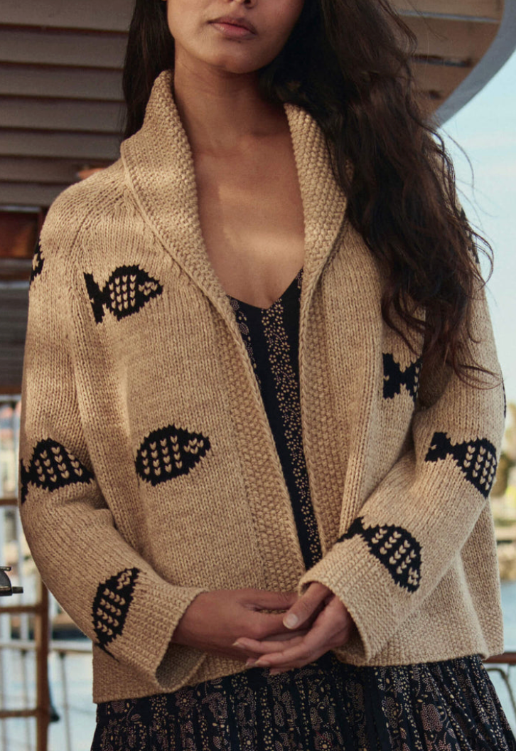 Swimming Fish Lodge Cardigan natural
