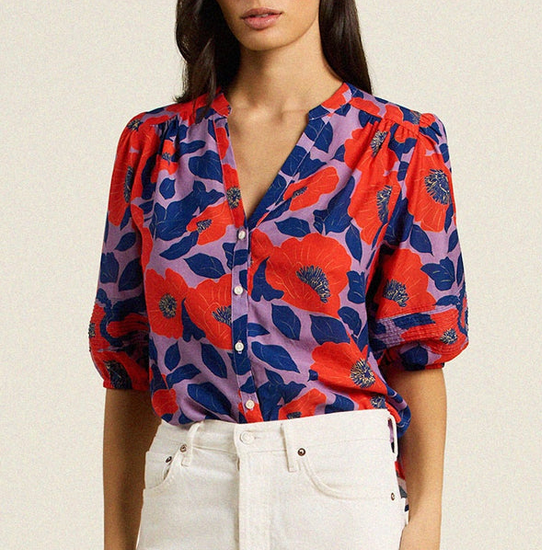 Loren Blouse Poinciana Floral