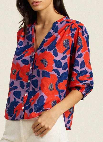 Loren Blouse Poinciana Floral