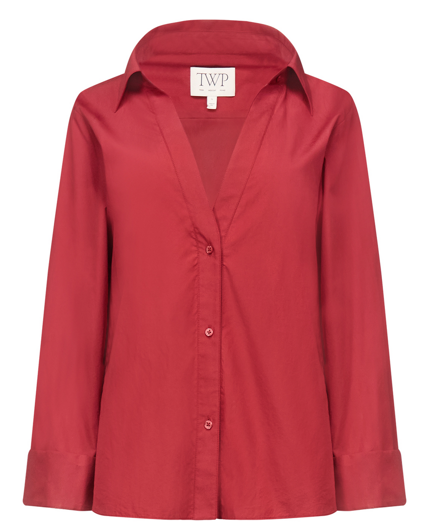 Deep V Relaxed Shirt Karanda Red