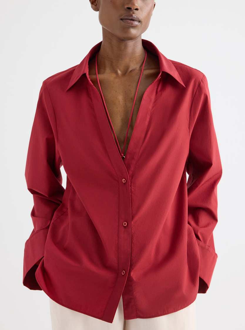 Deep V Relaxed Shirt Karanda Red