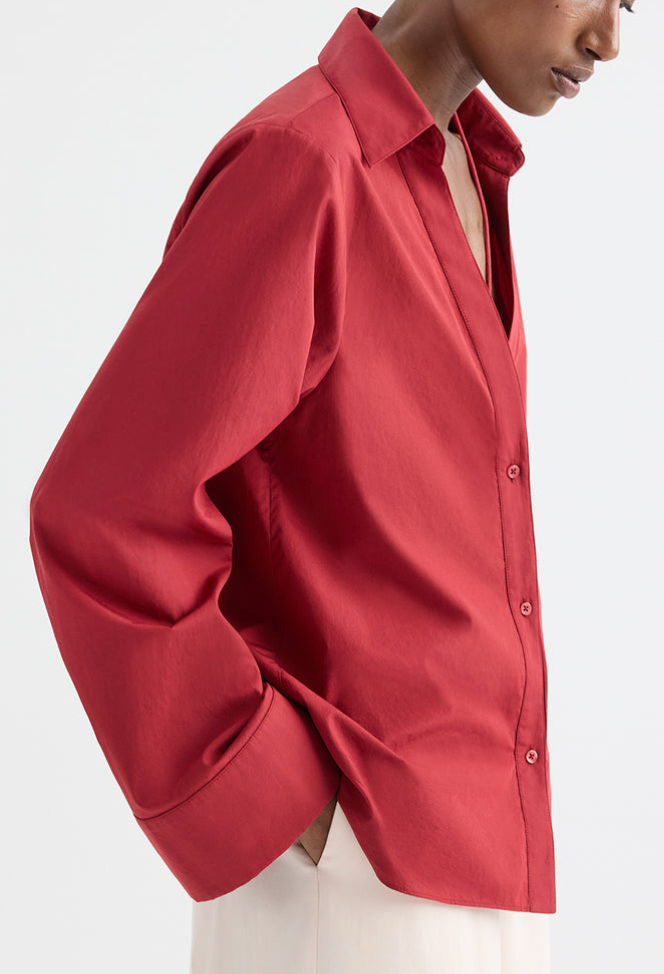 Deep V Relaxed Shirt Karanda Red