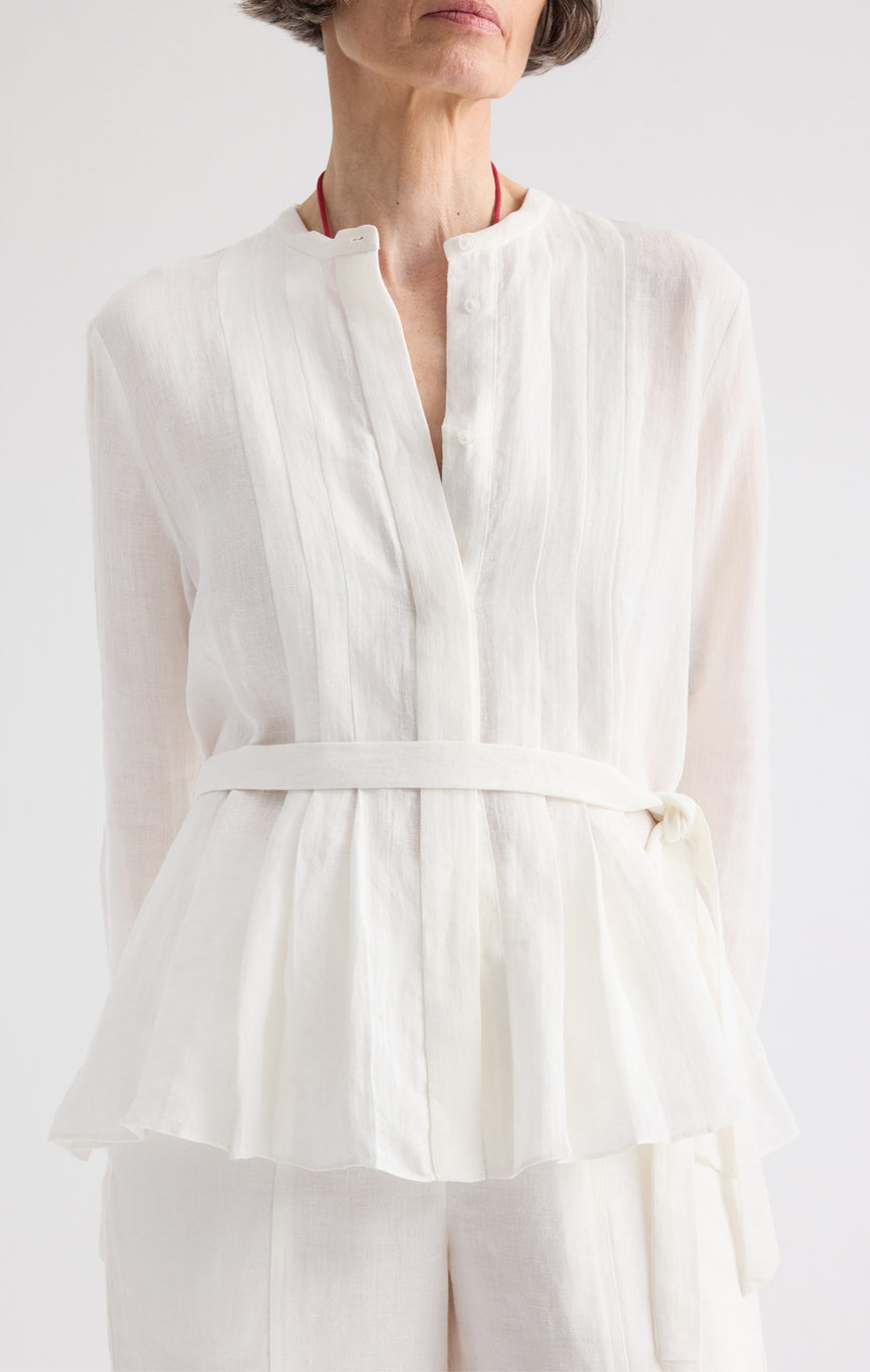 Pleated Poet Blouse White
