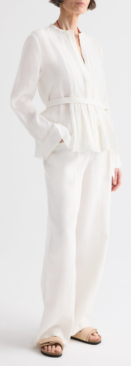 Pleated Poet Blouse White