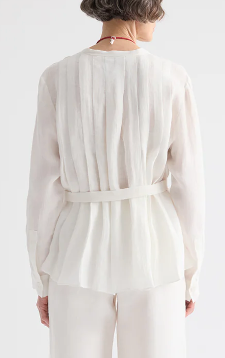Pleated Poet Blouse White