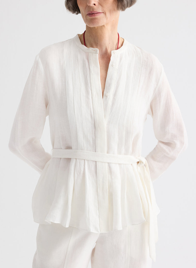 Pleated Poet Blouse White