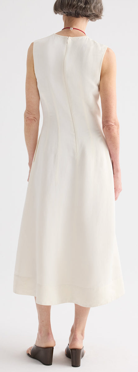 Crew Neck Dress With Darts Bone