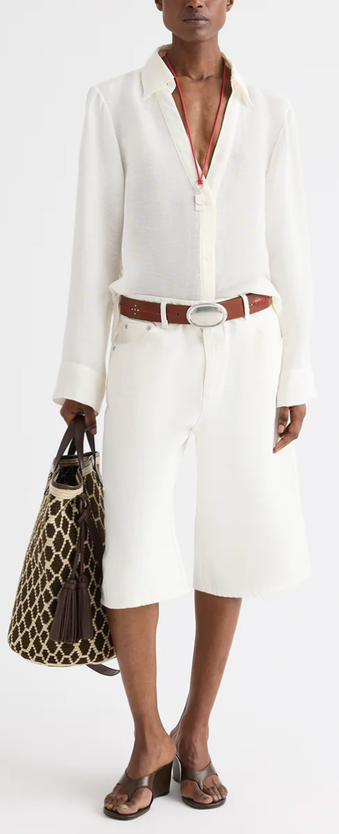 Deep V Relaxed Shirt Ivory