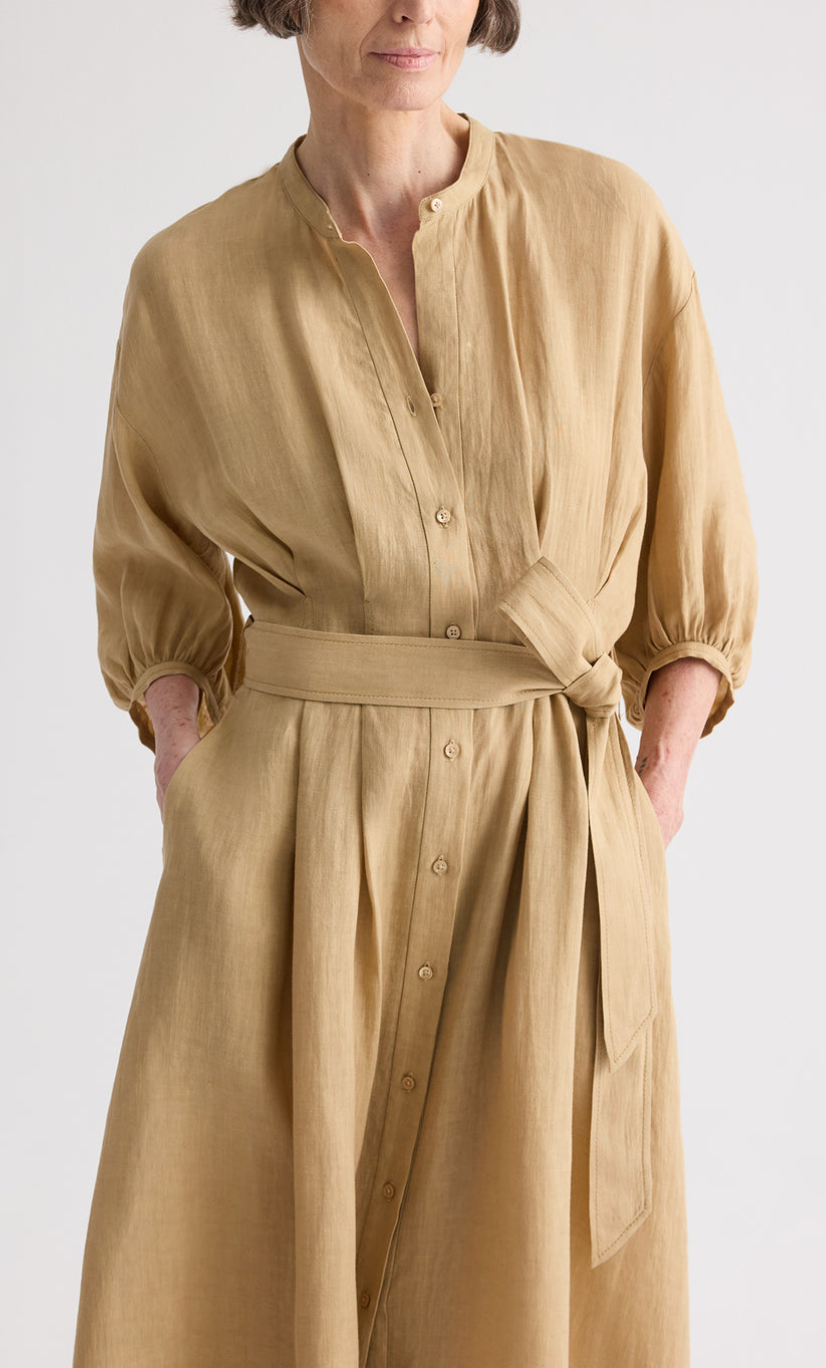 Maxi Dress With 3/4 Poet Sleeve Candied Ginger
