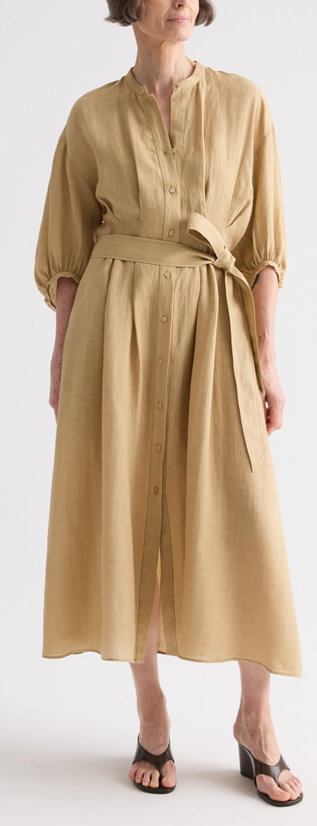 Maxi Dress With 3/4 Poet Sleeve Candied Ginger