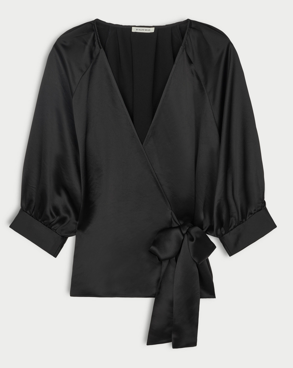 Pacey Satin Blouse Black