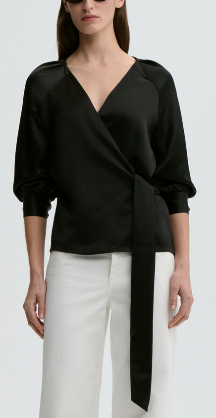 Pacey Satin Blouse Black