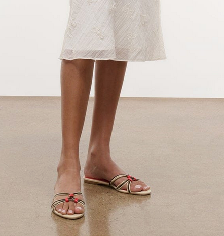 Carrie Sandal Cream Red Rose