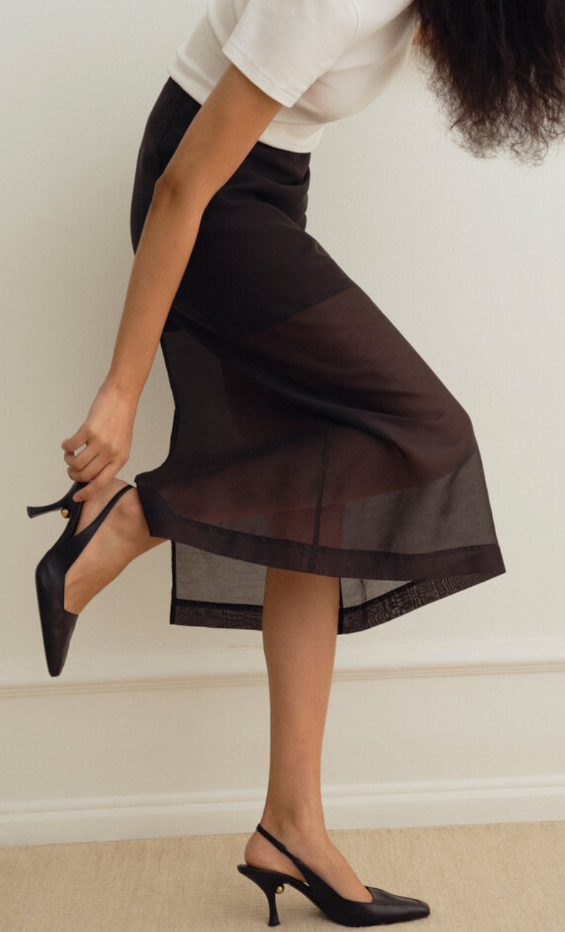 Esta Silk Organza Skirt Black