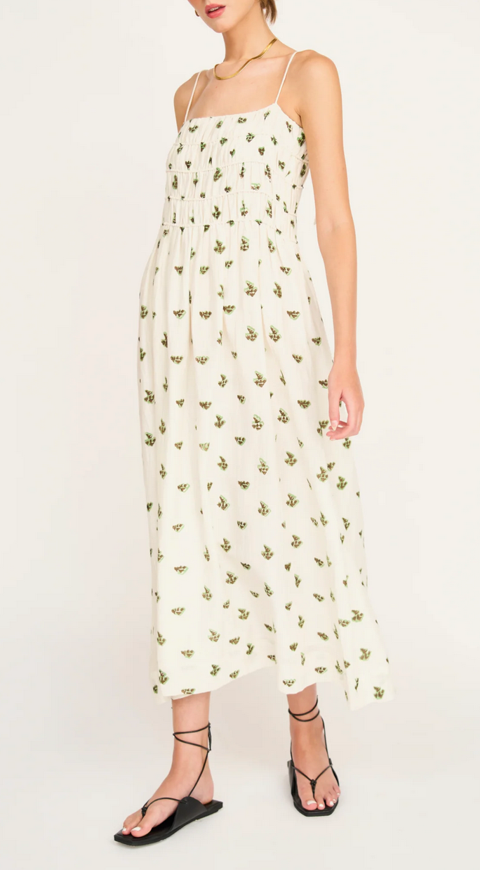 Puglia dress in chocolate mint boteh