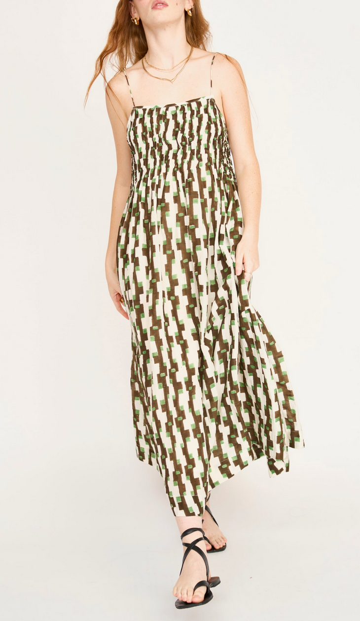Janeiro dress in chocolate mint hopscotch