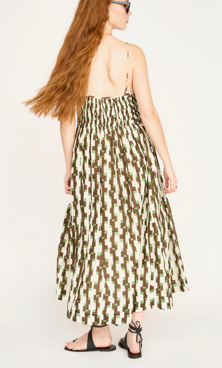 Janeiro dress in chocolate mint hopscotch
