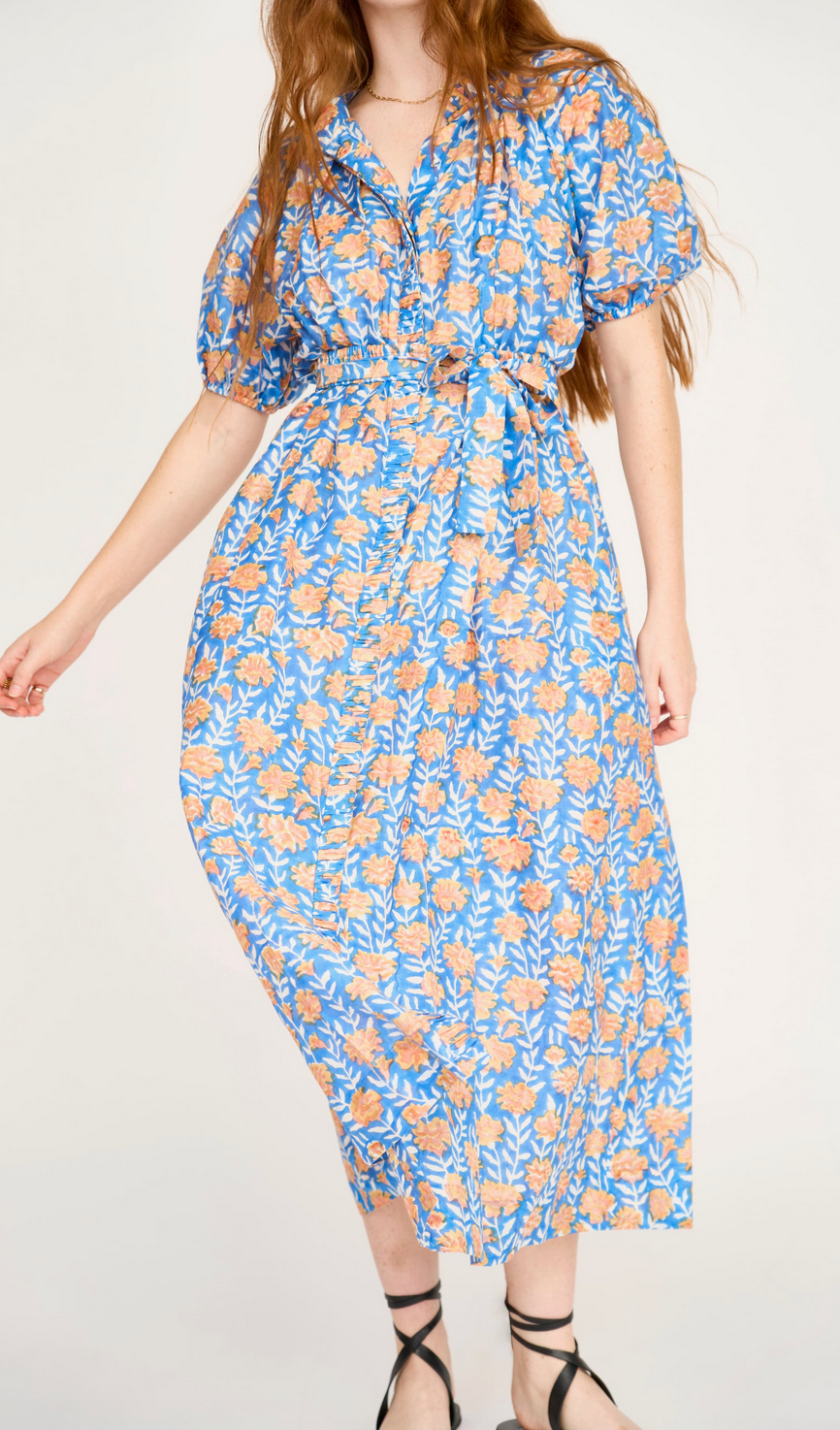 Somerset dress in tangerine carnation