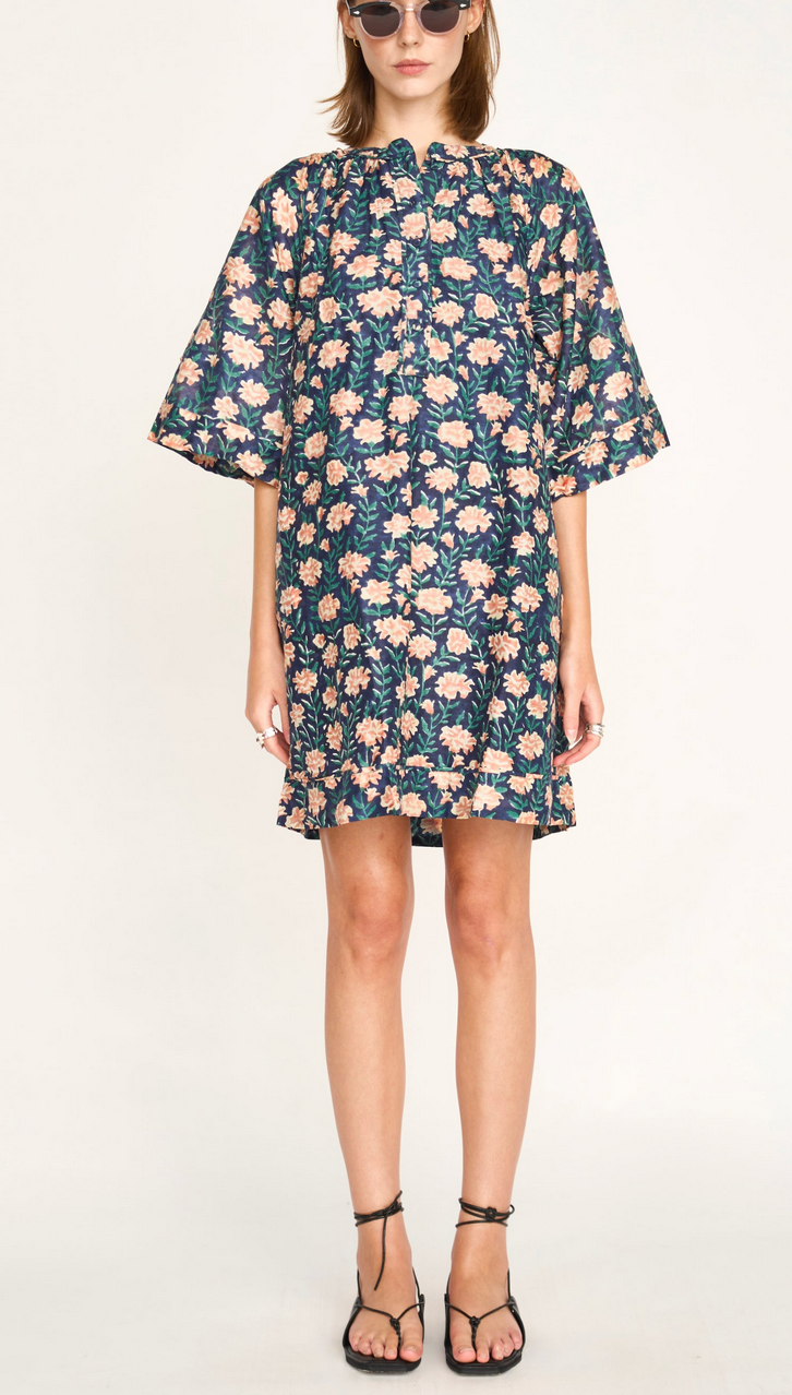 Faro short dress in midnight pink carnation