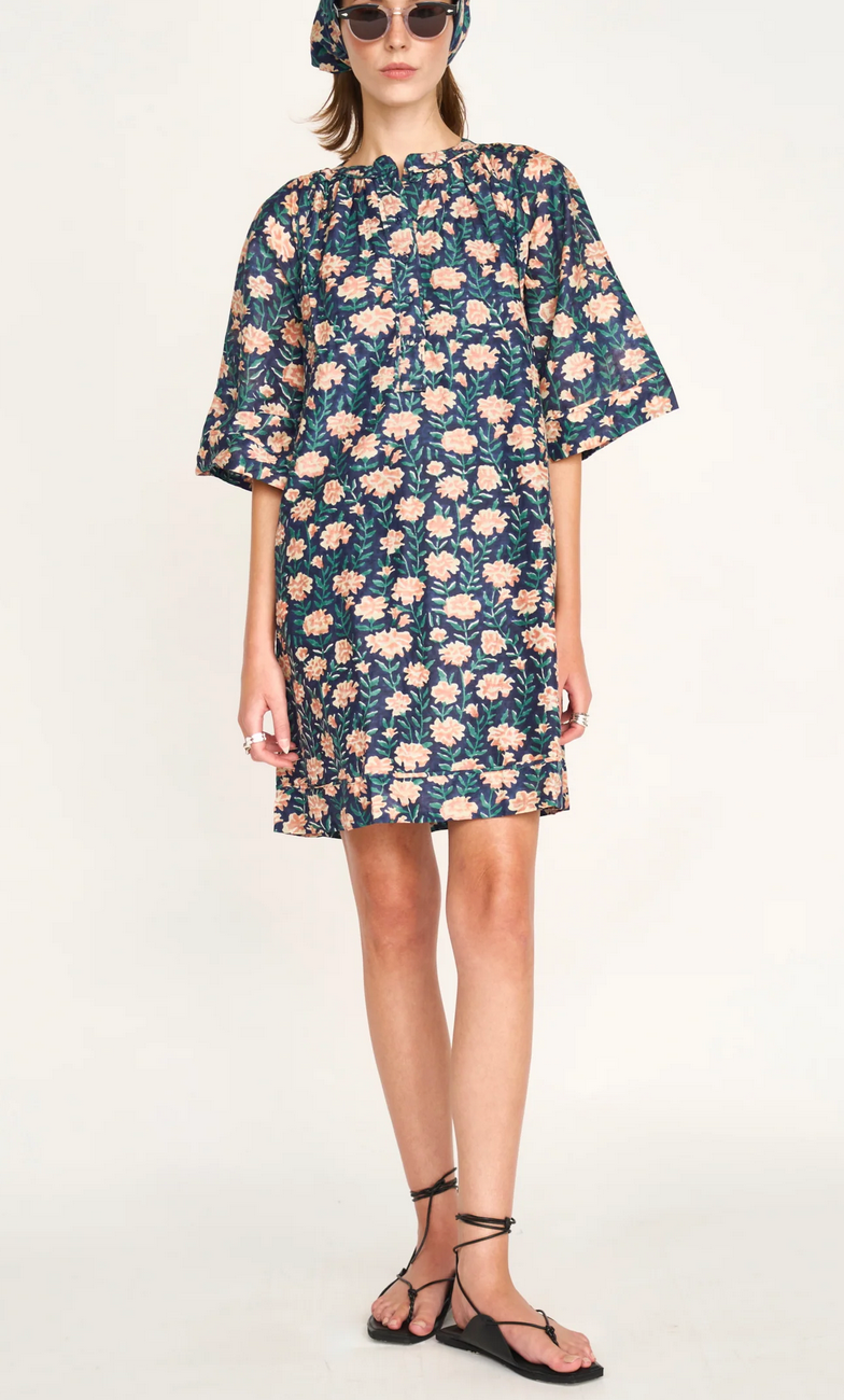 Faro short dress in midnight pink carnation