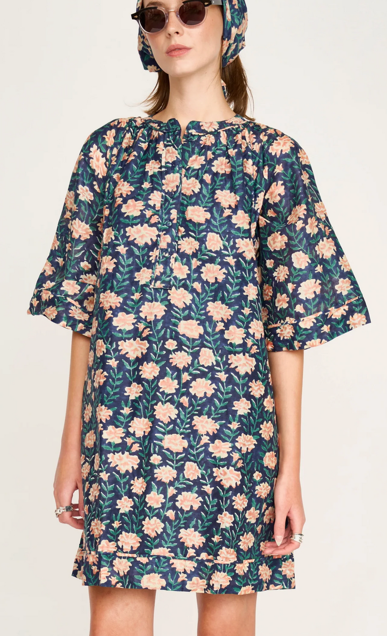 Faro short dress in midnight pink carnation