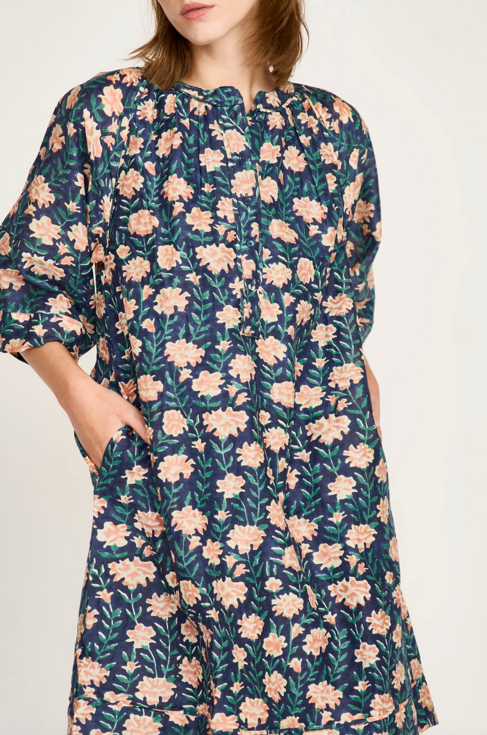 Faro short dress in midnight pink carnation