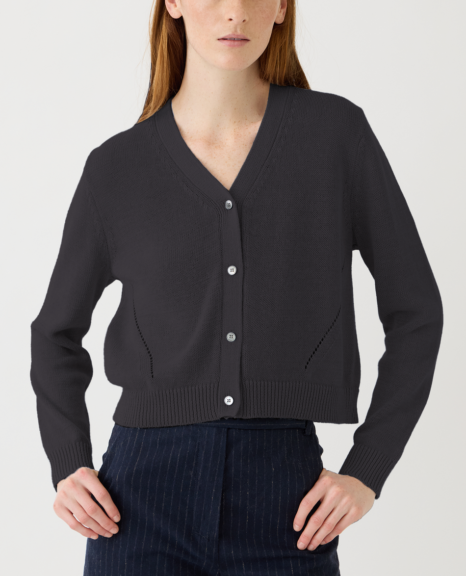 Sara Cotton Linen Cardigan Shadow