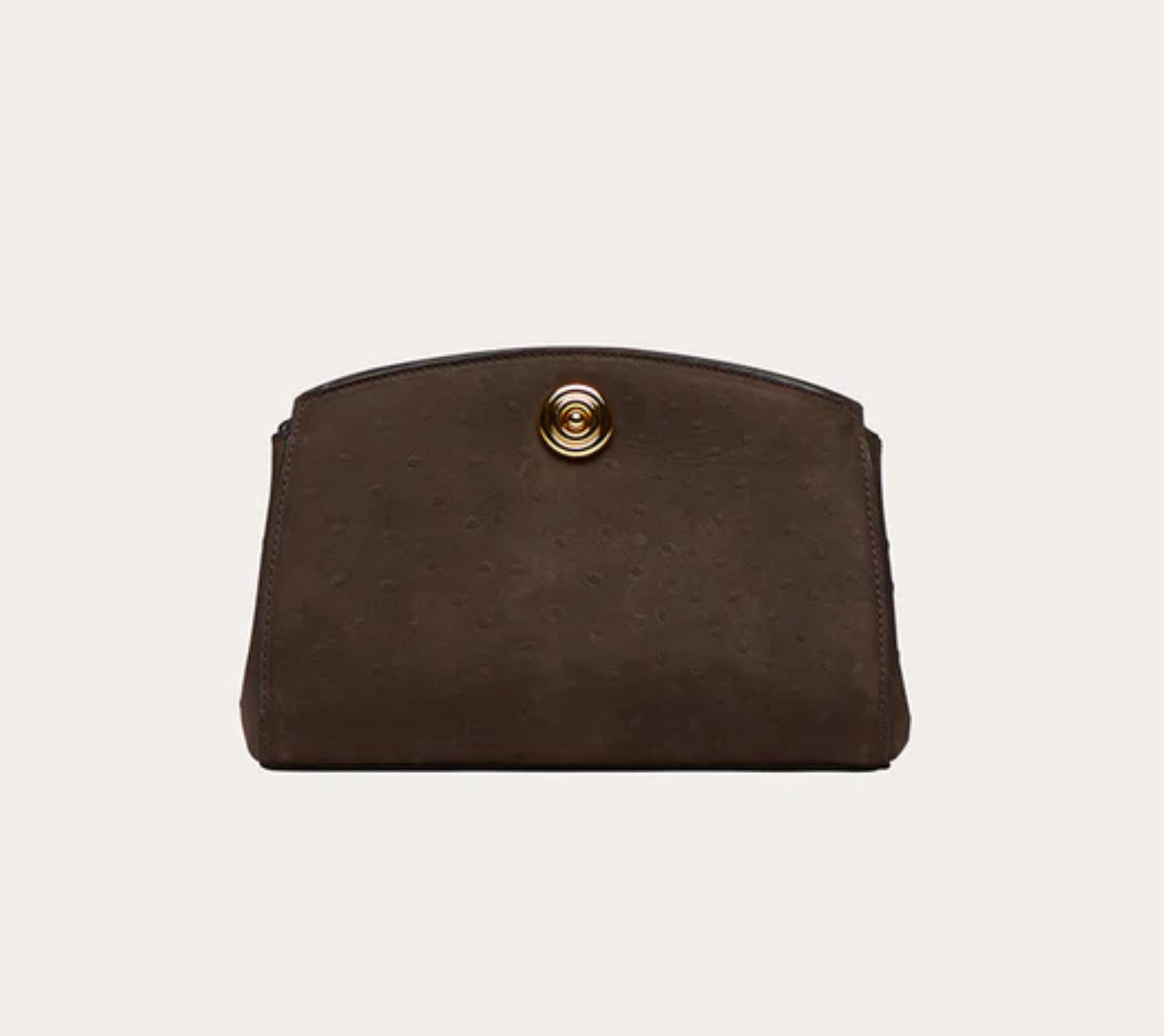 Pushlock clutch dark brown ostrich
