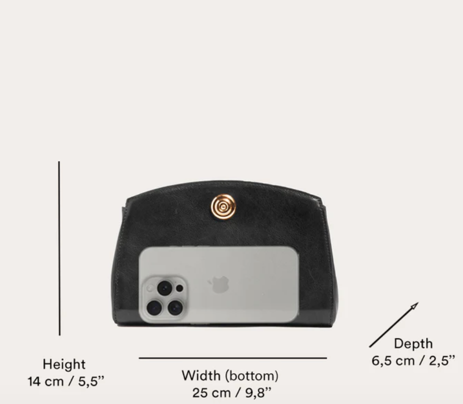 Pushlock clutch dark brown ostrich