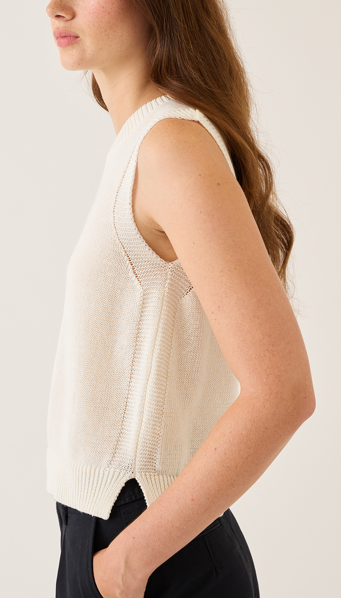 Olympia Cotton Linen Top Off White