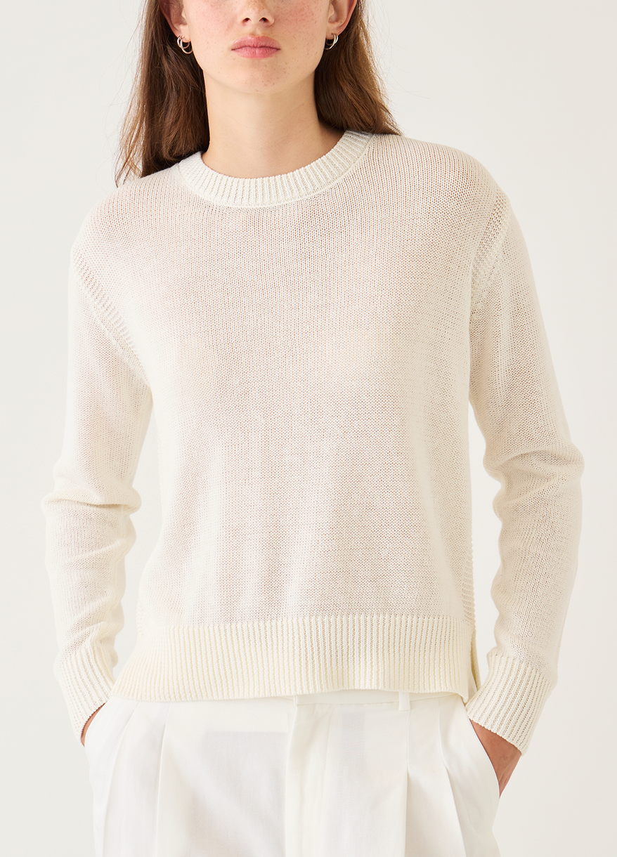 Lana Cotton Linen Sweater Off White