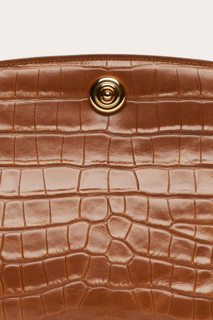 Pushlock pouch nougat croc embossed