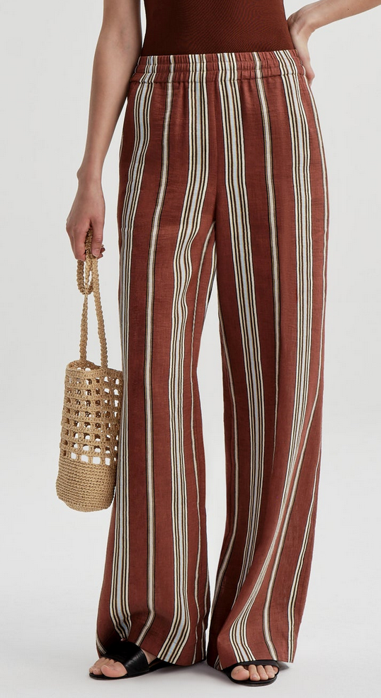 Tyler Striped Linen Pant Brunette Multi