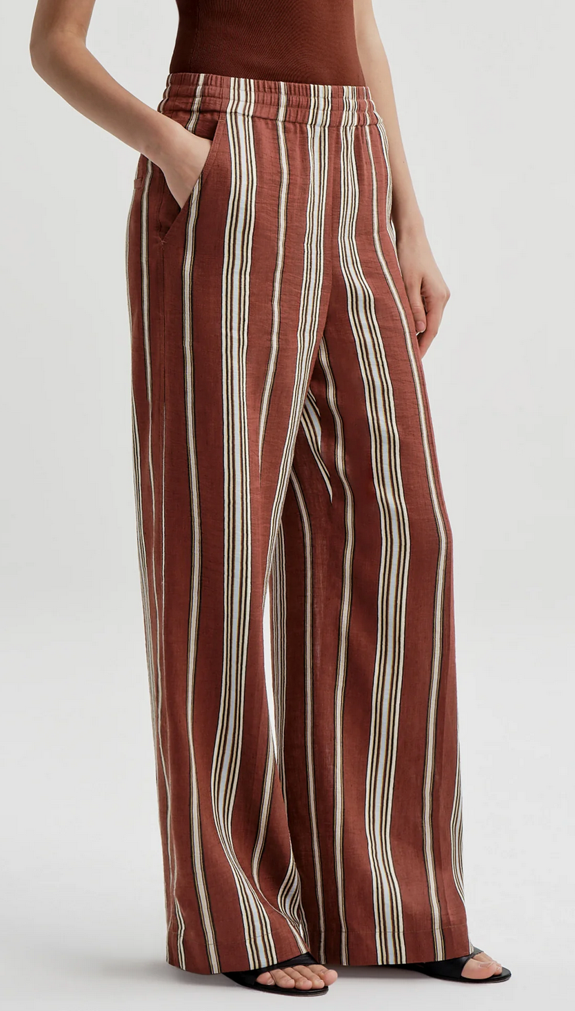 Tyler Striped Linen Pant Brunette Multi