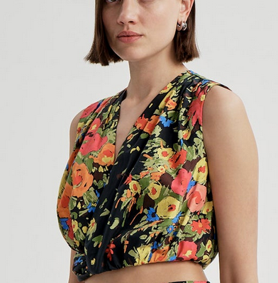 Brooklyn Cropped Floral Top Black Persimmon